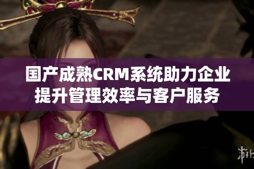 国产成熟CRM系统助力企业提升管理效率与客户服务