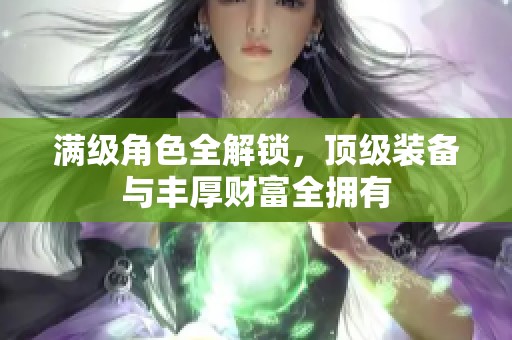 满级角色全解锁，顶级装备与丰厚财富全拥有